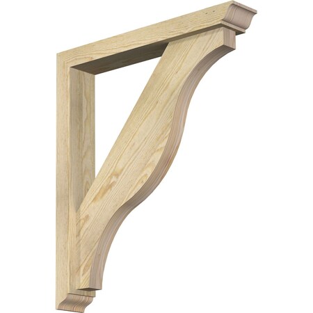 Ekena Millwork Funston Traditional Rough Sawn Bracket w/ Offset Brace, Douglas Fir, 4"W x 24"D x 28"H BKT0402X24X28FST01RDF